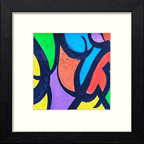 Colourful Abstract Wall Art in Black Wood frame, premium wall art print
