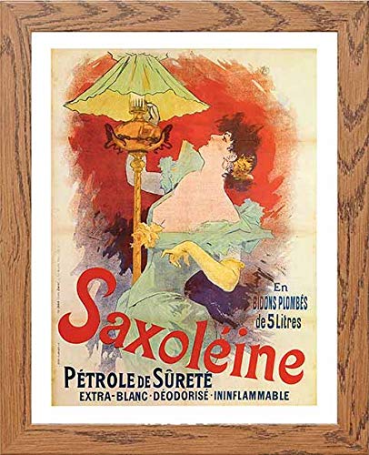 Vintage Poster Saxoline Ptrole De Suret in Wood frame, premium wall art print