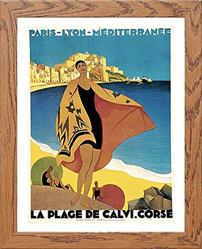 Vintage Poster Vintage Italian Travel in Wood frame, premium wall art print