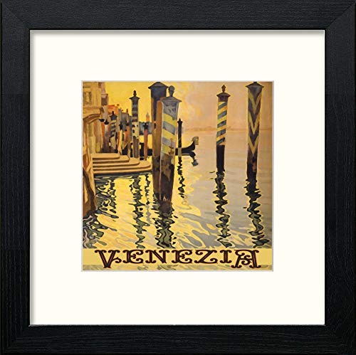 Vintage Venice Poster in Black Wood frame, premium wall art print