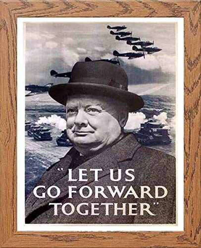 Vintage Poster Let Us Go Forward Together in Wood frame, premium wall art print