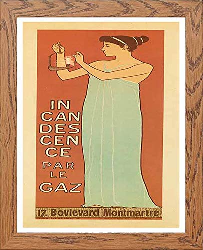 Vintage Poster Incandescence Par Le Gaz in Wood frame, premium wall art print