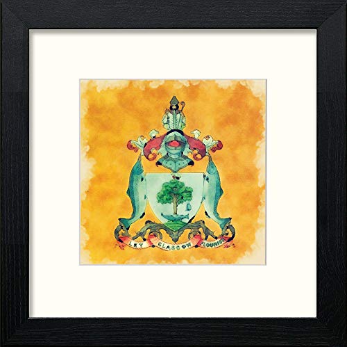 Glasgow Coat Of Arms in Black Wood frame, premium wall art print