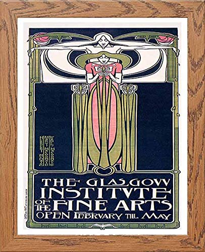 Vintage Poster The Glasgow Institute Of Fine Arts in Wood frame, premium wall art print