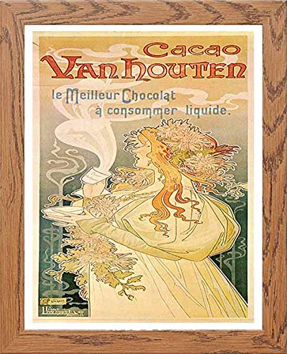 Vintage Poster Van Houten Cacao in Wood frame, premium wall art print