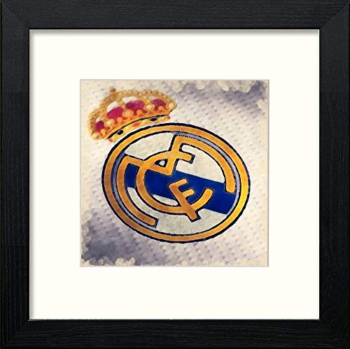 Real Madrid Badge in Black Wood frame, premium wall art print