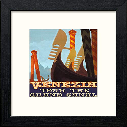 Vintage Venice Grand Canal Poster in Black Wood frame, premium wall art print