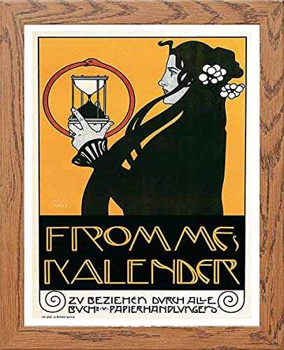 Vintage Poster Frommes Calendar Postera in Wood frame, premium wall art print