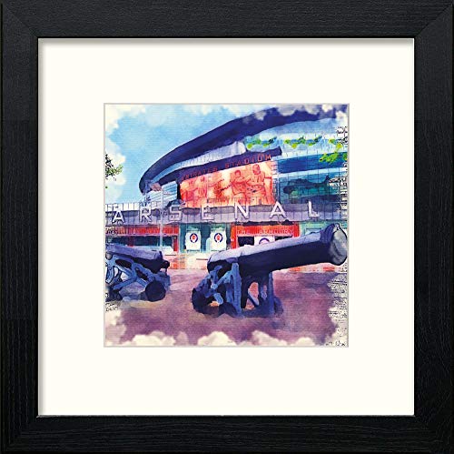 Arsenal FC Stadium in Black Wood frame, premium wall art print