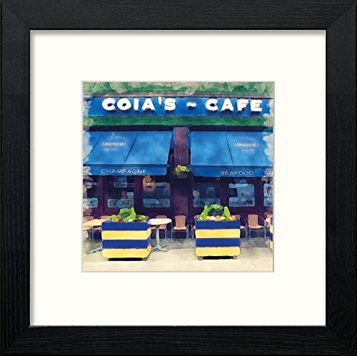 Glasgow Coias Cafe in Black Wood frame, premium wall art print