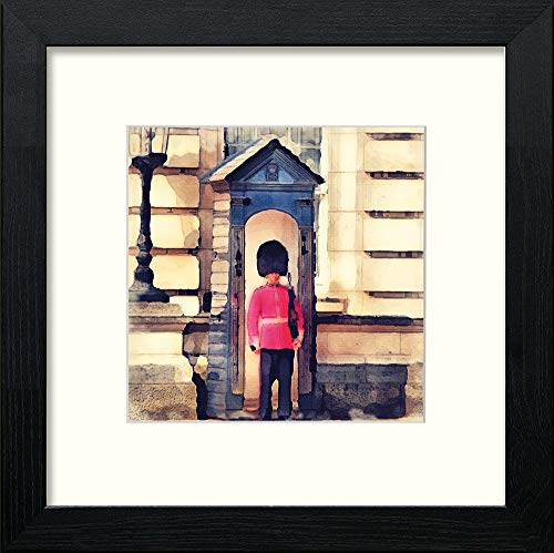 London Queen's Guard in Black Wood frame, premium wall art print