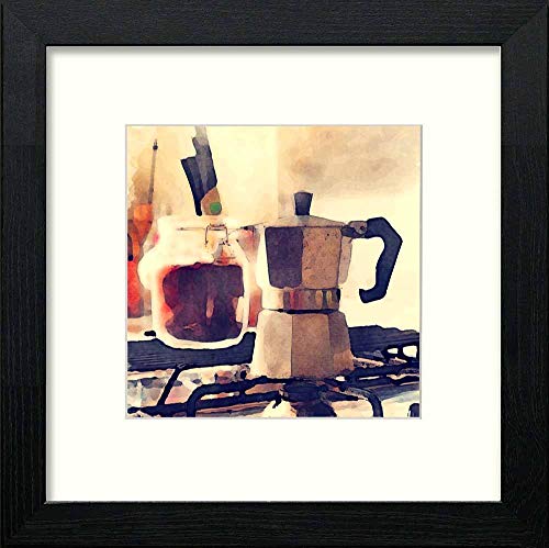 Vintage Cafetiere in Black Wood frame, premium wall art print