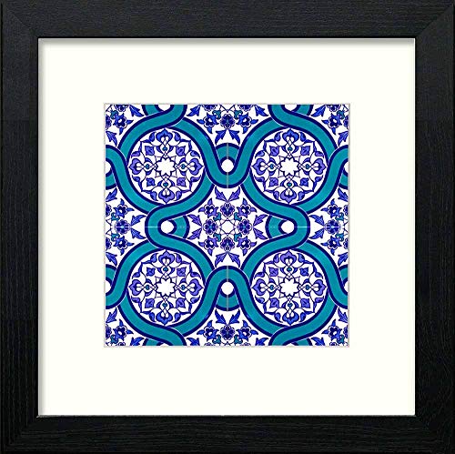 Vintage Tiled Pattern in Black Wood frame, premium wall art print