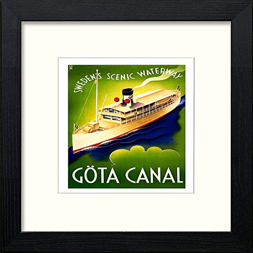 Vintage Poster Gota canal in Black Wood frame, premium wall art print
