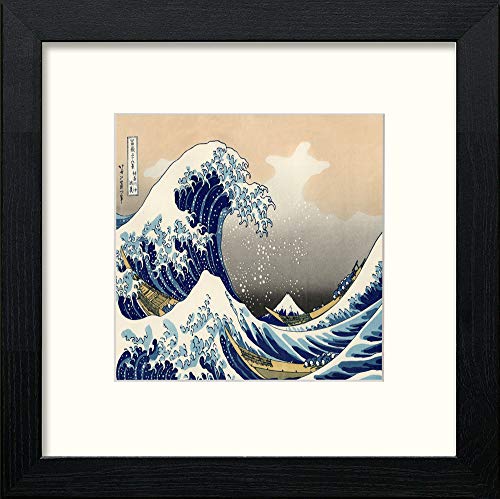 Tsunami in Black Wood frame, premium wall art print