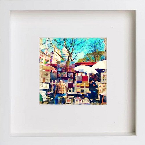 Paris Collection Monmatre 164 in White frame, premium wall art print