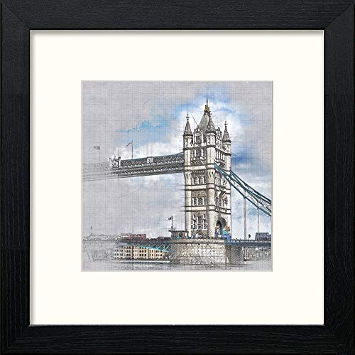 Tower Bridge Da Vinci in Black Wood frame, premium wall art print