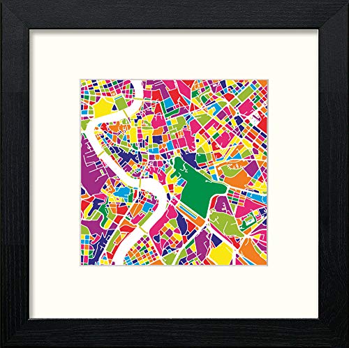 Rome Map in Black Wood frame, premium wall art print