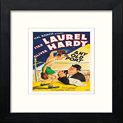 Vintage Laurel & Hardy Movie Poster in Black Wood frame, premium wall art print