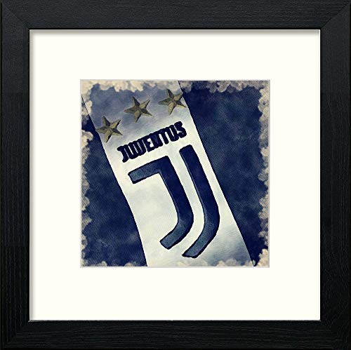 Juventus FC Badge in Black Wood frame, premium wall art print