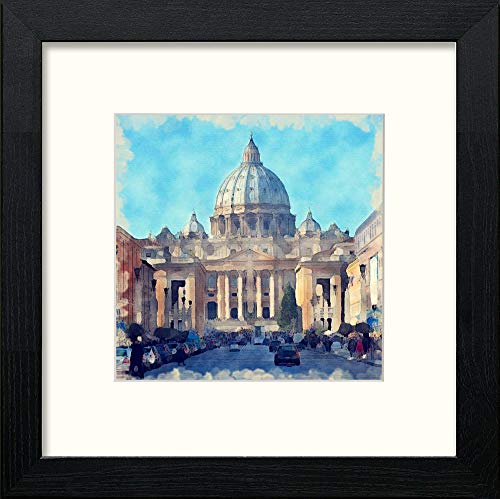 Saint Peter's Basilica in Black Wood frame, premium wall art print