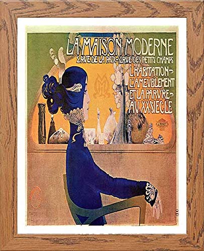 Vintage Poster La Maison Moderne in Wood frame, premium wall art print
