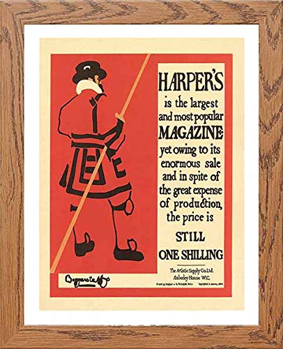 Vintage Poster Promotional Poster For Harpers Magazine in Wood frame, premium wall art print
