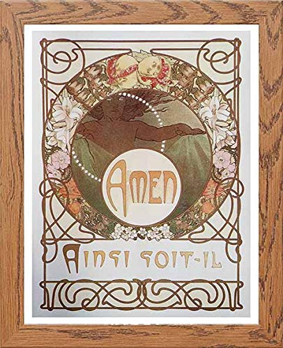 Vintage Poster Alphonse Mucha Le Pater 1899b in Wood frame, premium wall art print