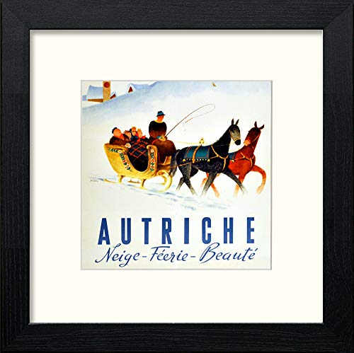 Vintageaustria Tourist Poster in Black Wood frame, premium wall art print
