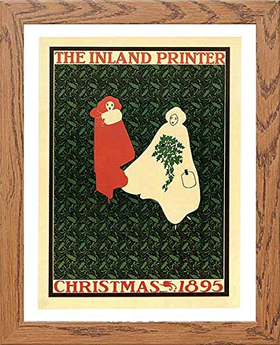 Vintage Poster The Inland Printer Christmas 1895 in Wood frame, premium wall art print
