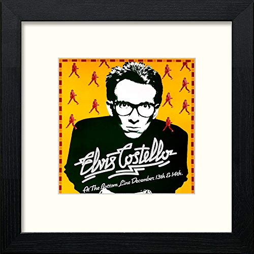 Vintage Elvis Costello Poster in Black Wood frame, premium wall art print