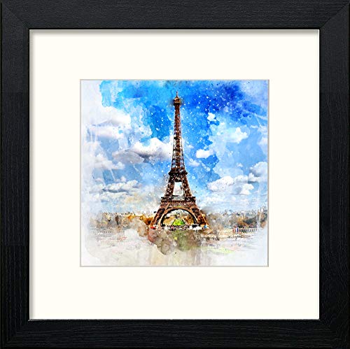 Paris Eiffel in Black Wood frame, premium wall art print