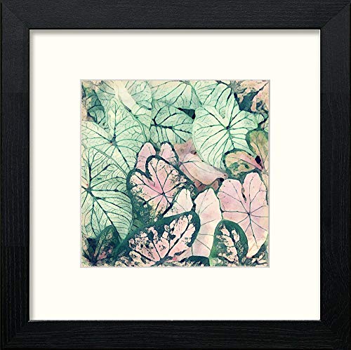 Green Leaves in Black Wood frame, premium wall art print