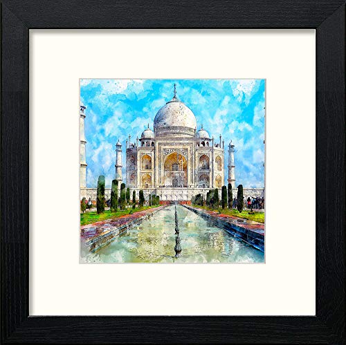 Taj Mahal in Black Wood frame, premium wall art print