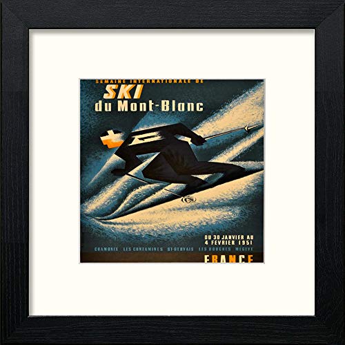 Vintage Mont Blanc Poster in Black Wood frame, premium wall art print