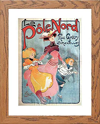 Vintage Poster Le Pole Nord in Wood frame, premium wall art print