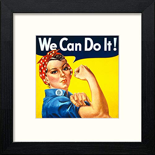 Vintage We Can Do It Poster in Black Wood frame, premium wall art print