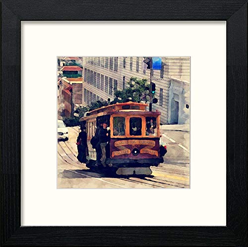 Cable Car San Francisco in Black Wood frame, premium wall art print