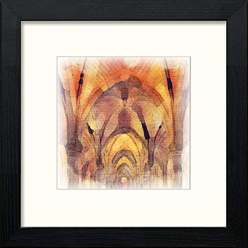 Glasgow University Cloisters in Black Wood frame, premium wall art print