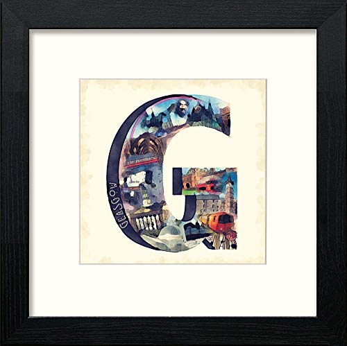 Glasgow G in Black Wood frame, premium wall art print