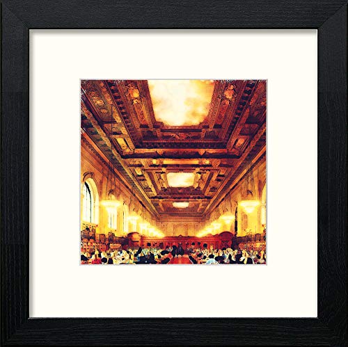 New York City Public Library Reading Room in Black Wood frame, premium wall art print