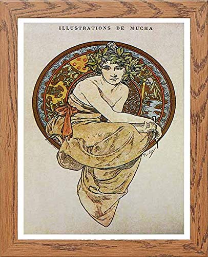 Vintage Poster Alphonse Mucha L25 Clio 1900 in Wood frame, premium wall art print