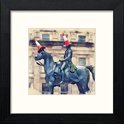 Glasgow Duke Of Wellington in Black Wood frame, premium wall art print