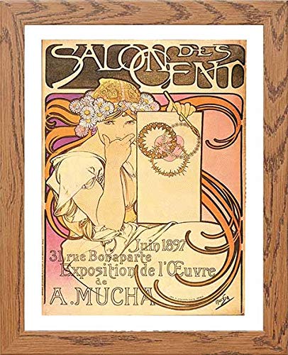Vintage Poster Salon Des Cent in Wood frame, premium wall art print