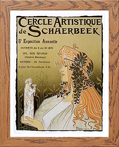 Vintage Poster Cercle Artistique De Schaerbeek in Wood frame, premium wall art print