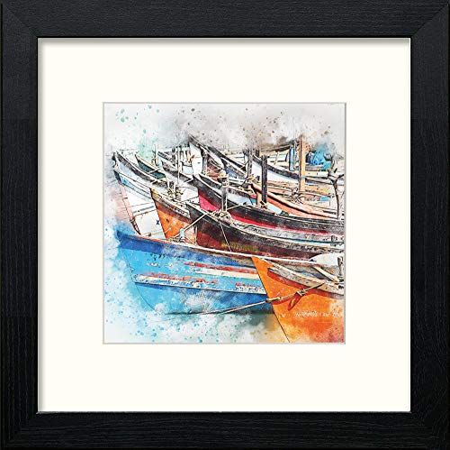 The Fleet in Black Wood frame, premium wall art print