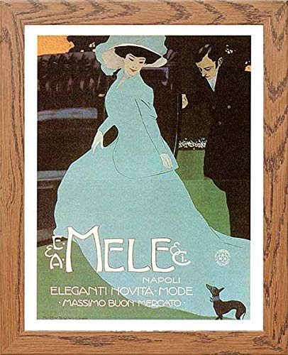 Vintage Poster E A Mele ET CI in Wood frame, premium wall art print