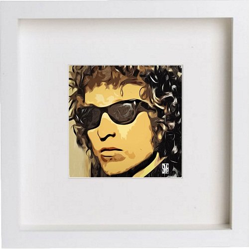 Bob Dylan 0011 in White frame, premium wall art print