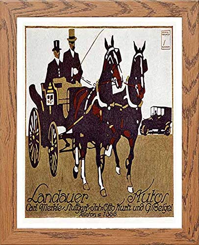 Vintage Poster Landauer Autos Carriages Automobiles Advertising in Wood frame, premium wall art print