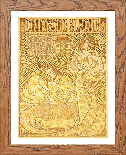 Vintage Poster Delft Salad Oila in Wood frame, premium wall art print